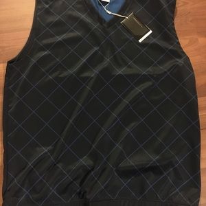 Men's Nike Golf Vest Plaid Black/Blue NWT